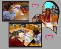 kolaż zdjęć dzieci tworzących kartki walentynkowe