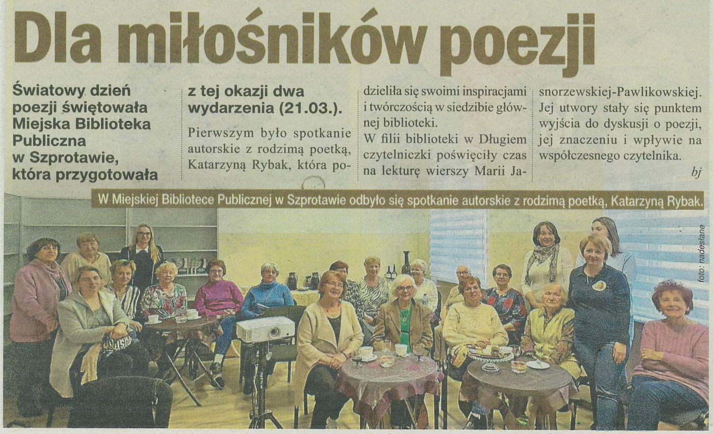 skan artykułu z gaz. reg. 13 2025 z 28.03.2025 str. 41 Dla miłośników poezji aut. bj