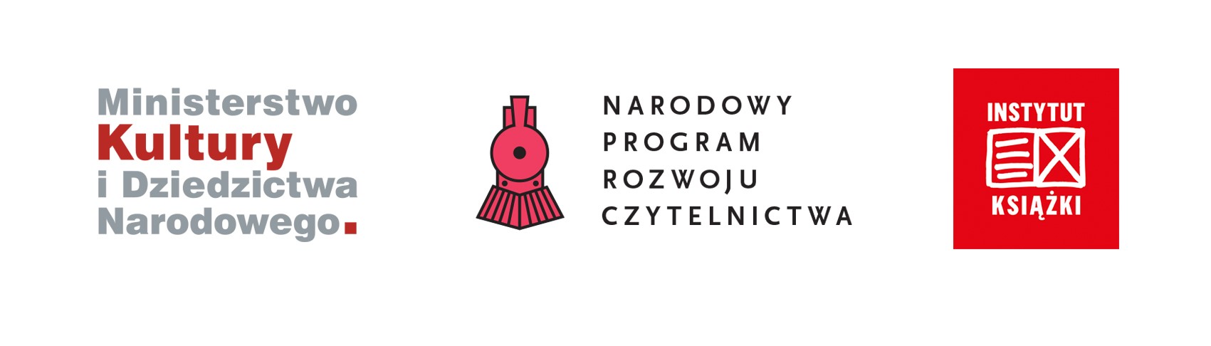 ZESTAW logotypów Ministerstwa Kultury i Dziedzictwa Narodowego, Narodowego Programu Rozwoju Czytelnictwa i Instytutu Książki